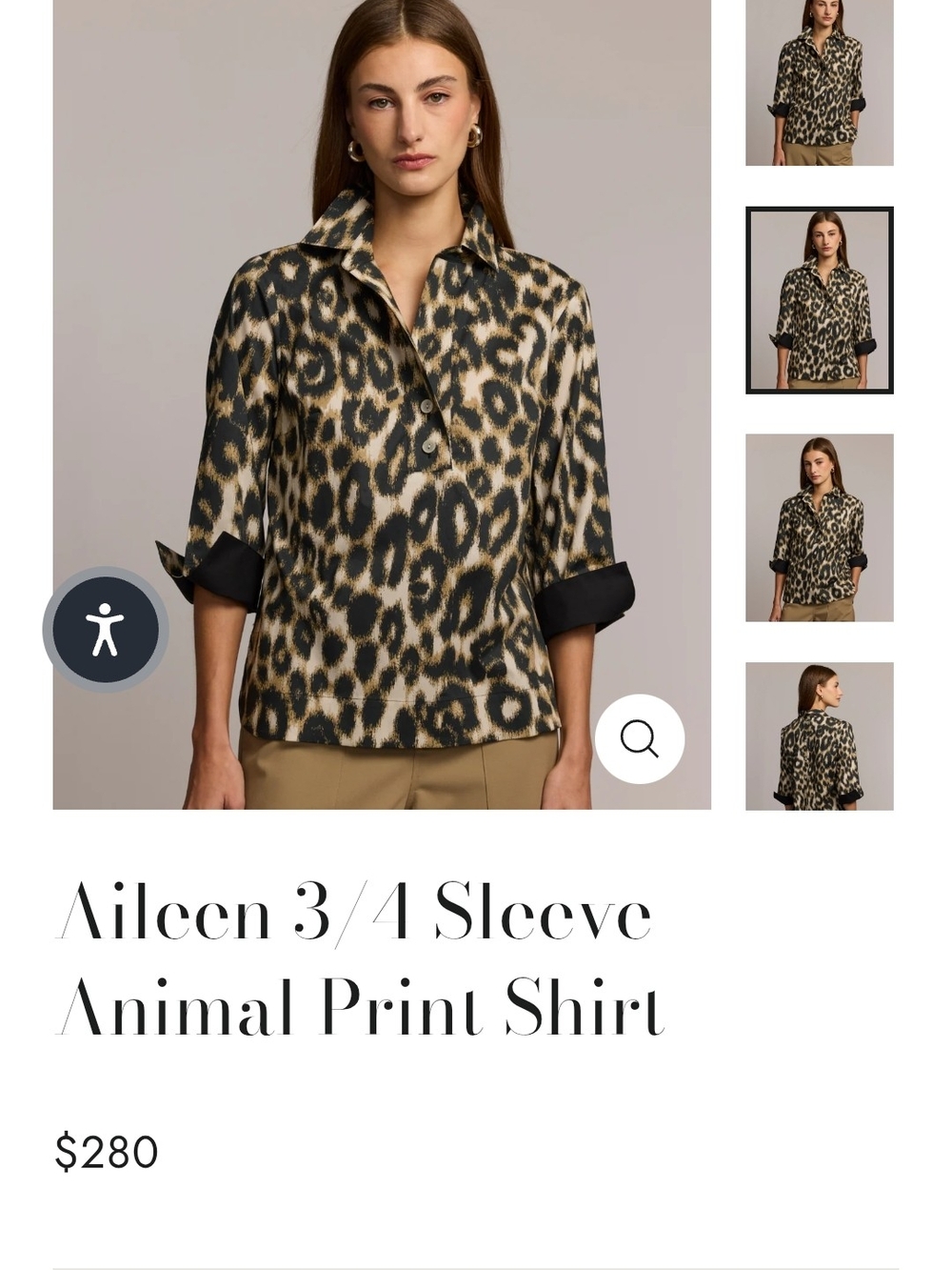 Hinson Wu Aileen 3/4 Sleeve Animal Print Shirt Made In Indonesia